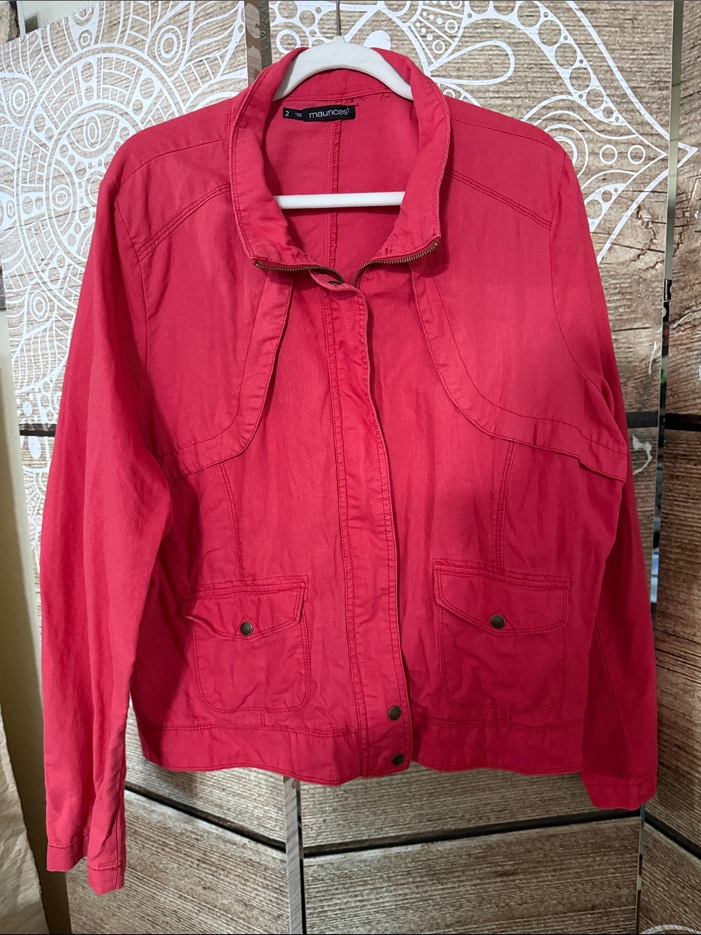 Maurices Bright Red Utility Jacket with Front Pockets